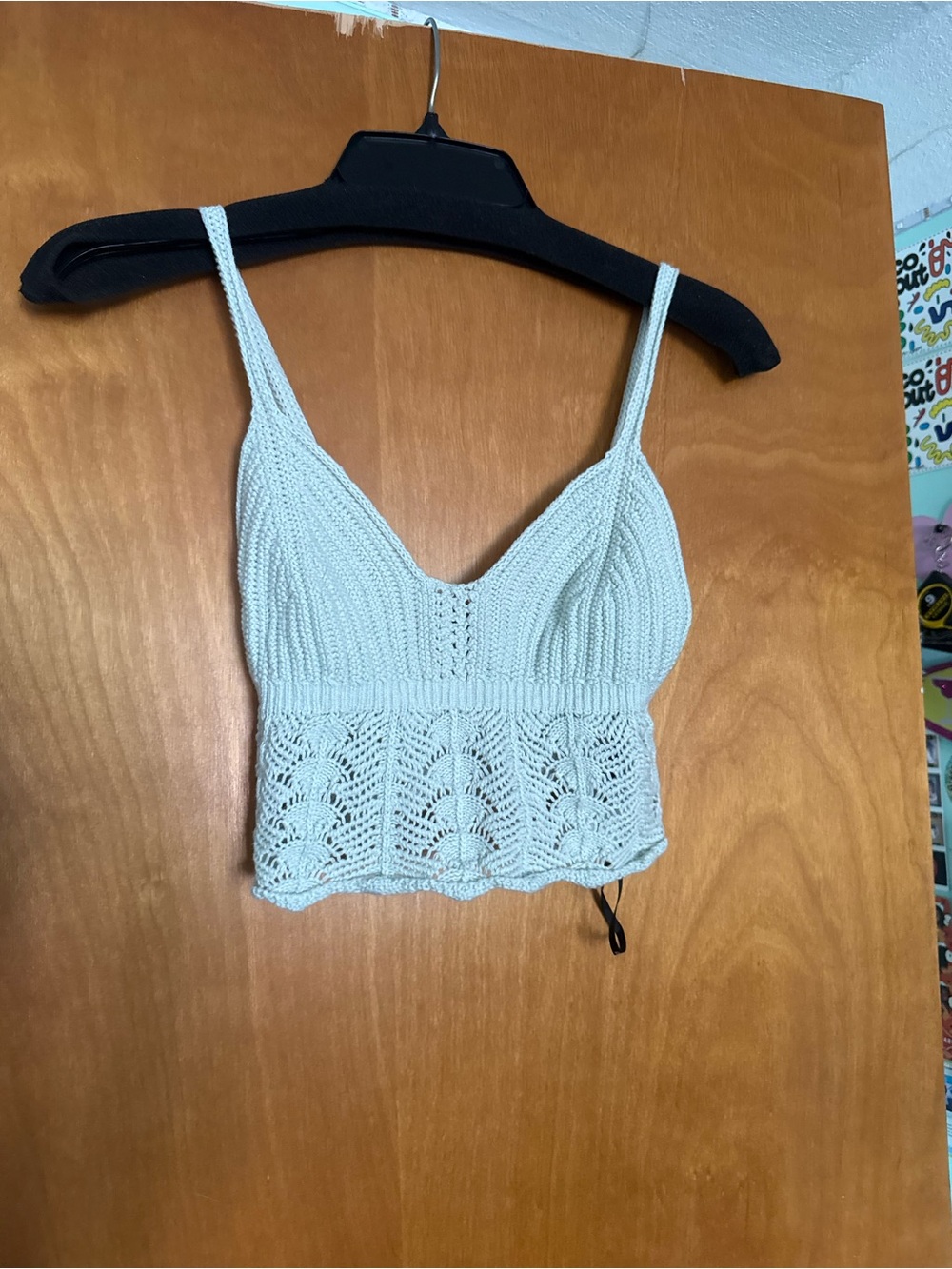 Forever 21 Mint Crochet Knit Spaghetti Strap Tank